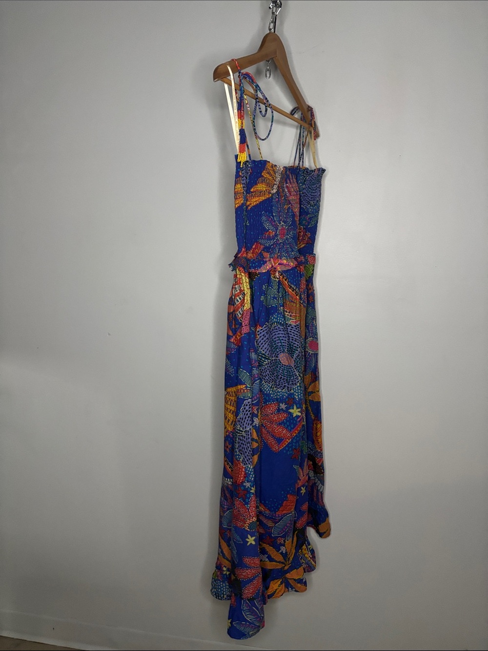FARM Rio Blue Floral Print Maxi Dress with Orange Accents - Picture 9 of 11